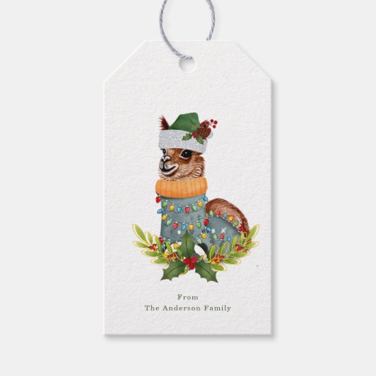 Kerst Llama Gift Labels Cadeaulabel (Voorkant)