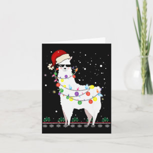 Kerst Llama Kerstman Hoed Lelijke Kerstboom Alpaca Kaart