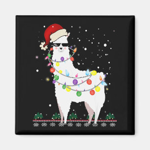 Kerst Llama Kerstman Hoed Lelijke Kerstboom Alpaca Magneet
