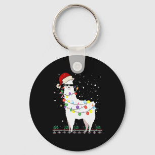 Kerst Llama Kerstman Hoed Lelijke Kerstboom Alpaca Sleutelhanger