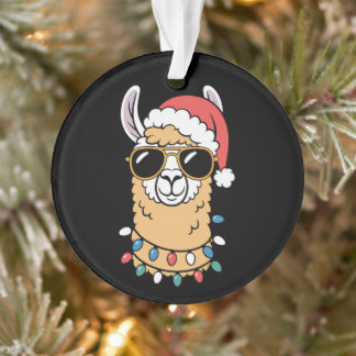 Kerst Llama Kerstman Hoed Zonnebril Lichtjes Kerst Ornament