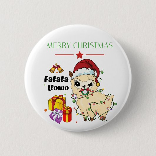 Kerst-Llama-knop Ronde Button 5,7 Cm (Voorkant)