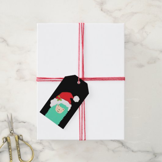 Kerst Llama Santa Emoji Gift Labels Cadeaulabel (Met Touw)