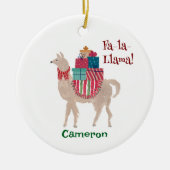 Kerst Llama Schattigee Hand-Drawn Animal Holiday Keramisch Ornament (Voorkant)