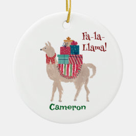 Kerst Llama Schattigee Hand-Drawn Animal Holiday Keramisch Ornament