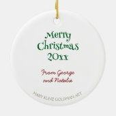 Kerst Llama Schattigee Hand-Drawn Animal Holiday Keramisch Ornament (Achterkant)