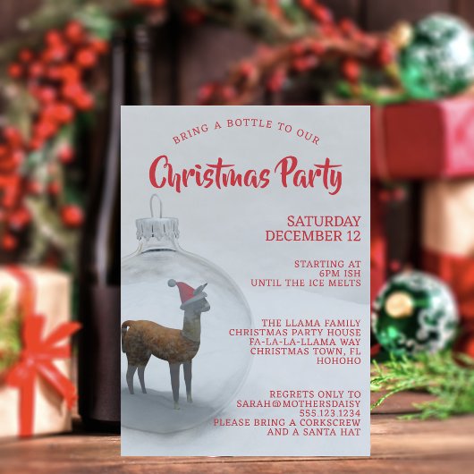 Kerst Llama Vakantie Party Uitnodiging