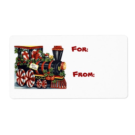 Kerst Locomotief Gift Label Label (Voorkant)