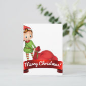 Kerst logo met elf feestdagenkaart (Staand voorkant)