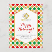 Kerst Logo Modern Rood Goud Groen Zakelijk Briefkaart (Voorkant)