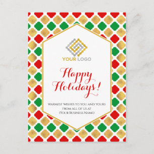 Kerst Logo Modern Rood Goud Groen Zakelijk Briefkaart