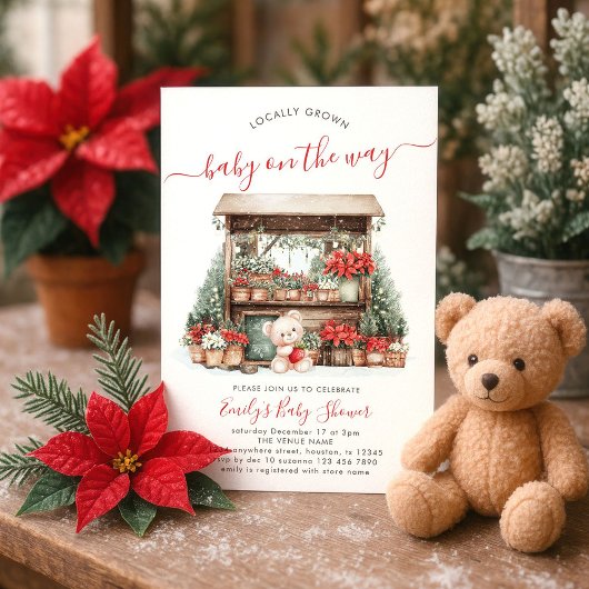Kerst lokaal geteeld markt Baby shower Kaart