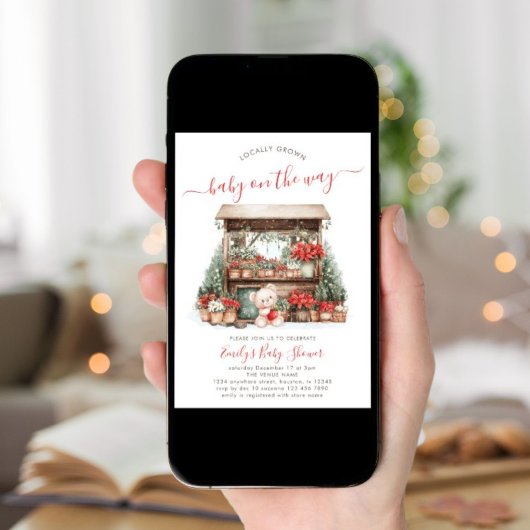 Kerst lokaal geteeld markt Baby shower Kaart