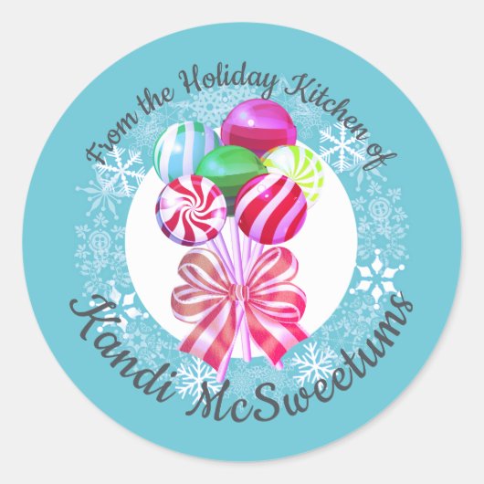 Kerst lolly's snoep uit de keuken van ronde sticker (Voorkant)
