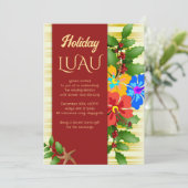 Kerst Luau Hibiscus Hulst Feest Uitnodiging (Staand voorkant)
