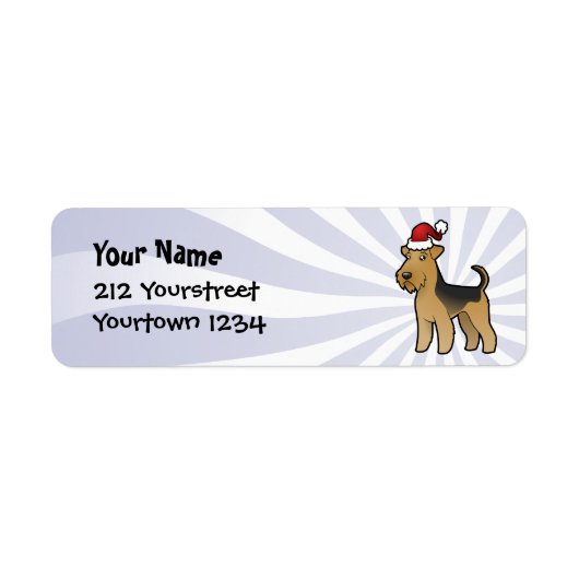 Kerst Luchtvaart Terrier / Welsh Terrier Etiket (Voorkant)