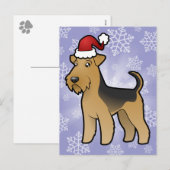 Kerst Luchtvaart Terrier / Welsh Terrier Feestdagenkaart (Voorkant / Achterkant)