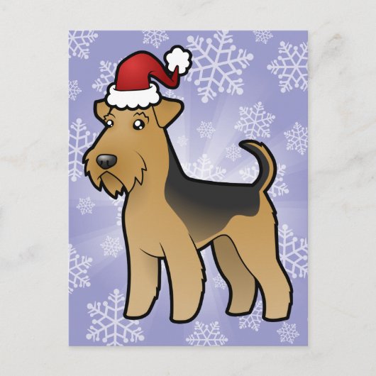 Kerst Luchtvaart Terrier / Welsh Terrier Feestdagenkaart (Voorkant)