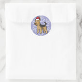 Kerst Luchtvaart Terrier / Welsh Terrier Ronde Sticker (Tas)