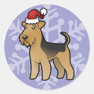 Kerst Luchtvaart Terrier / Welsh Terrier Ronde Sticker