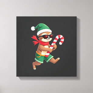 Kerst Luiaard Elf Pepermunt Snoepstok Shirt Gi Canvas Afdruk