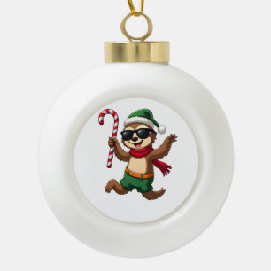 Kerst Luiaard Elf Pepermunt Snoepstok Shirt Gi Keramische Bal Ornament
