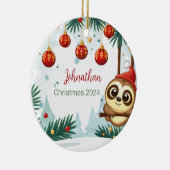 Kerst luiaard gepersonaliseerd Ornament (Rechts)