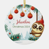 Kerst luiaard gepersonaliseerd Ornament (Voorkant)