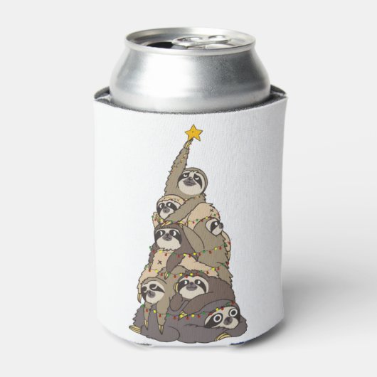 Kerst luiaard kerstboom t matching blikjeskoeler (Blikje Voorkant)