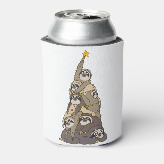 Kerst luiaard kerstboom t matching blikjeskoeler (Blikje Achterkant)