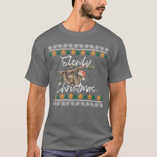 Kerst Luiaard Langzaam Kerst vriend T-shirt (Voorkant)