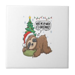 Kerst Luiaard Maak Me Wakker Vakantie Slaap Tegeltje