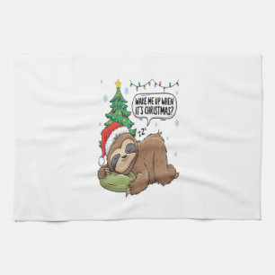 Kerst Luiaard Maak Me Wakker Vakantie Slaap Theedoek