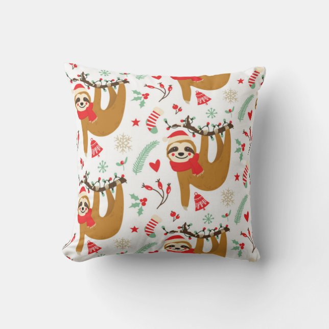 Kerst Luiaard Patroon Kussen (Voorkant)