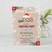 Kerst luiaard uitnodiging (Staand voorkant)