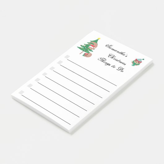 Kerst Luiaard Vakantie Gepersonaliseerde Check Lis Post-it® Notes (Schuin)