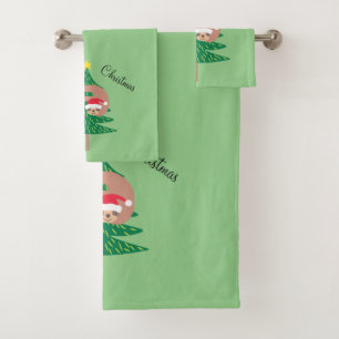 Kerst Luiaard Vakantie Licht Groen Bad Handdoek