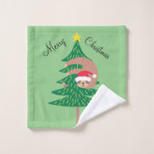 Kerst Luiaard Vakantie Licht Groen Bad Handdoek (Wasdoekje)