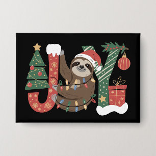 Kerst Luiaard Vakantieboom Cadeaus Vreugde Schatti Button