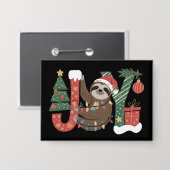 Kerst Luiaard Vakantieboom Cadeaus Vreugde Schatti Button (Voorkant / Achterkant)
