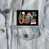 Kerst Luiaard Vakantieboom Cadeaus Vreugde Schatti Button (Insitu)