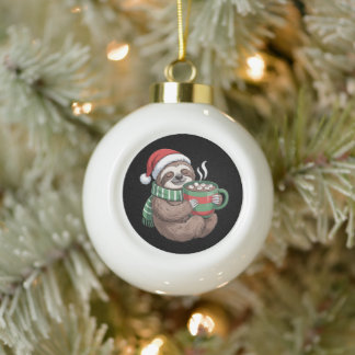 Kerst Luiaard Warme Chocolade Kerstman Hoed Kersts Keramische Bal Ornament