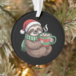 Kerst Luiaard Warme Chocolade Kerstman Hoed Kersts Ornament