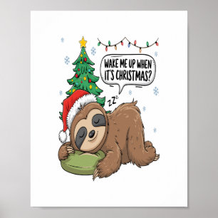 Kerst Luiaard Word Ik Wakker Vakantie Slapen Poster