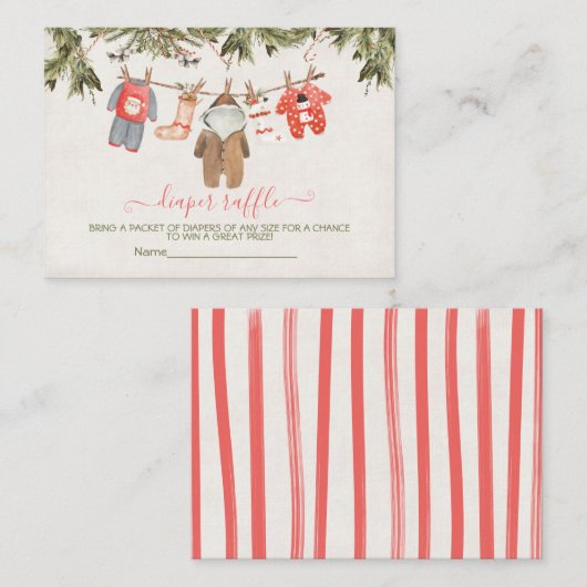 Kerst Luier Raffle Baby shower waslijn Informatiekaartje (Voorkant / Achterkant)