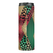 Kerst Luipaard Glitter Patchwork Ontwerp Thermosbeker (Achterkant)