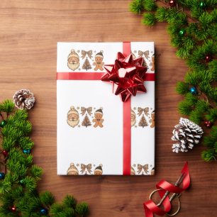 Kerst Luipaard Kerstman Gemberkoek Boom Xmas Strik Cadeaupapier