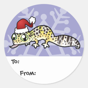 Kerst Luipaardgekko Cadeautags Ronde Sticker