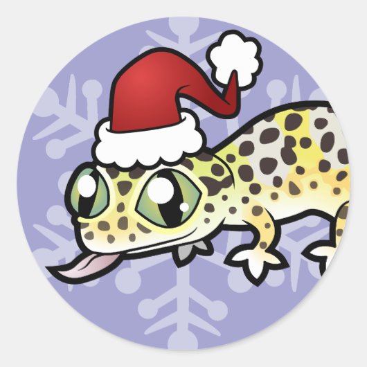Kerst Luipaardgekko Ronde Sticker (Voorkant)