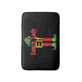 Kerst Lunch Lady Elf Met Pet & Voeten Vakantie G Badmat (Voorkant Verticaal)